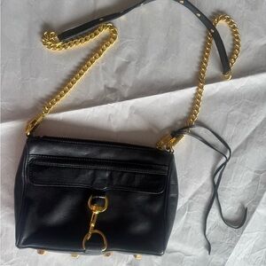 Rebecca Minkoff M.A.C Black and Gold Crossbody Bag with Chain